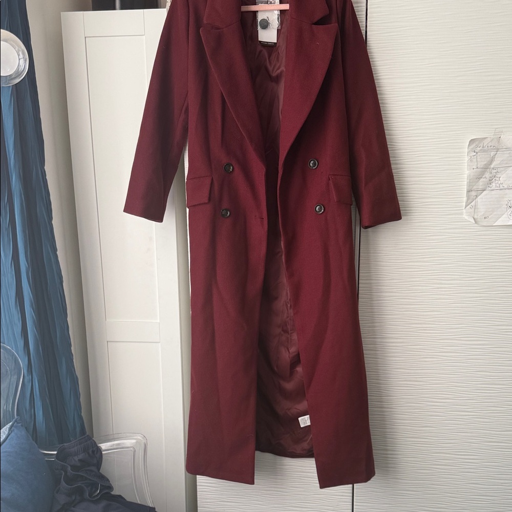Anwesta Elegant Burgundy Felt Women's Coat Sz 4 NWT